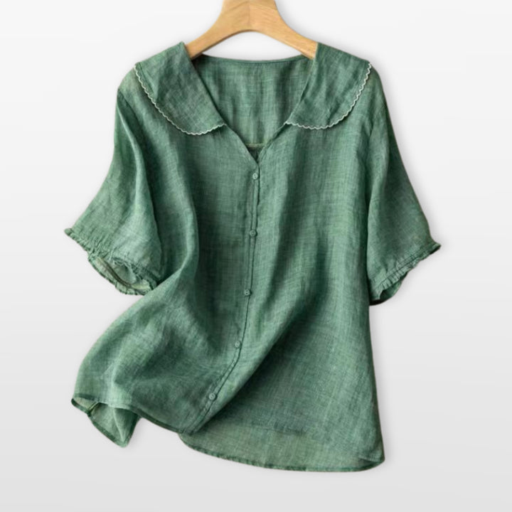 Blouse Boutonnée Col Claudine Femme