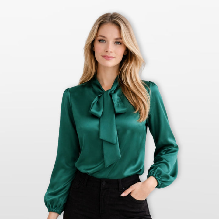 Blouse Col Lavallière Manches Longues Élégante Femme