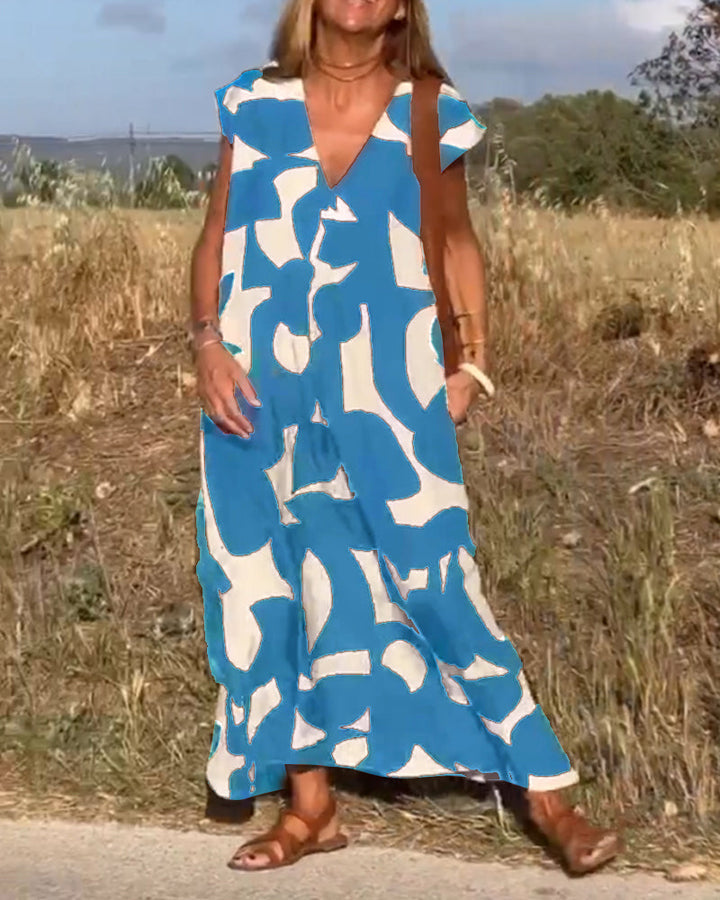 Robe Longue Imprimé Abstrait Femme