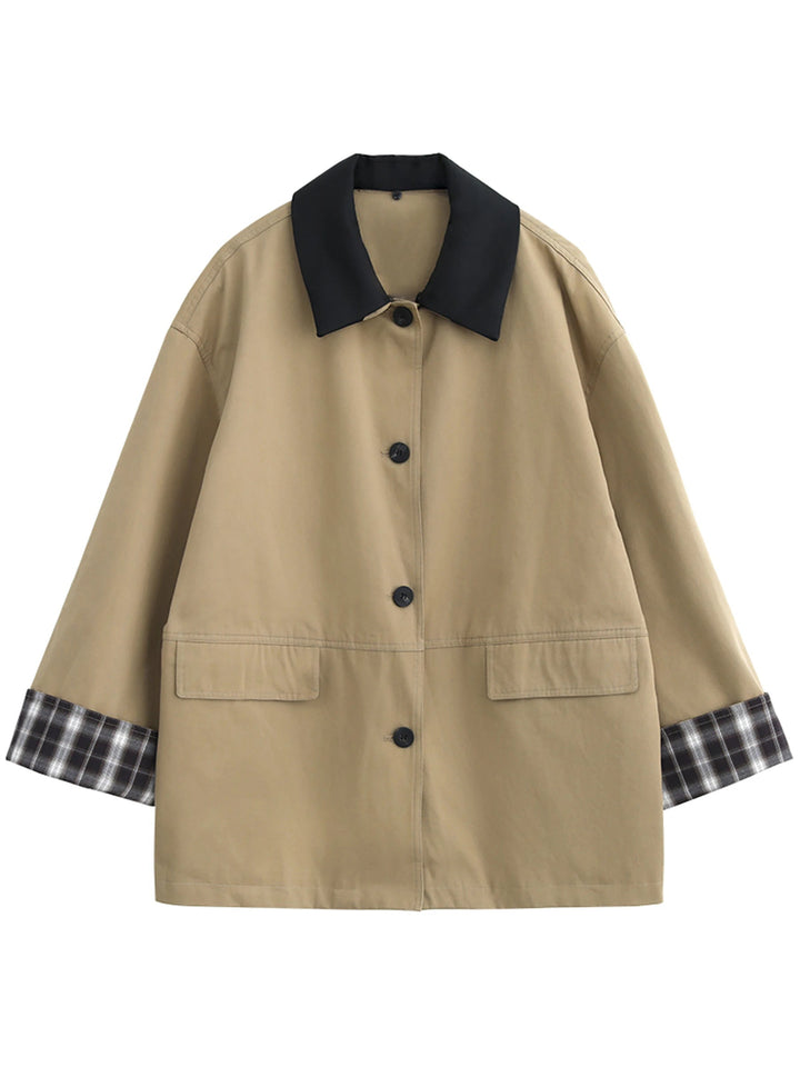 Veste Oversize à Col Contrasté Femme