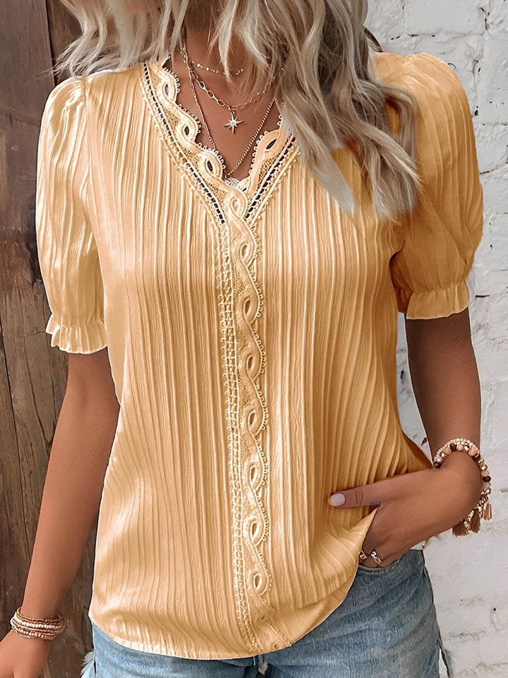 Blouse Plissée Dentelle Femme