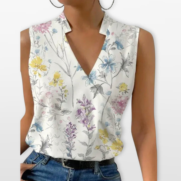 Blouse Sans Manches Col V Cache-Cœur Femme