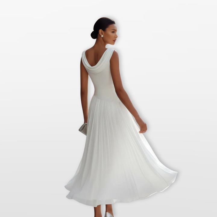 Robe Midi Plissée Élégante Femme