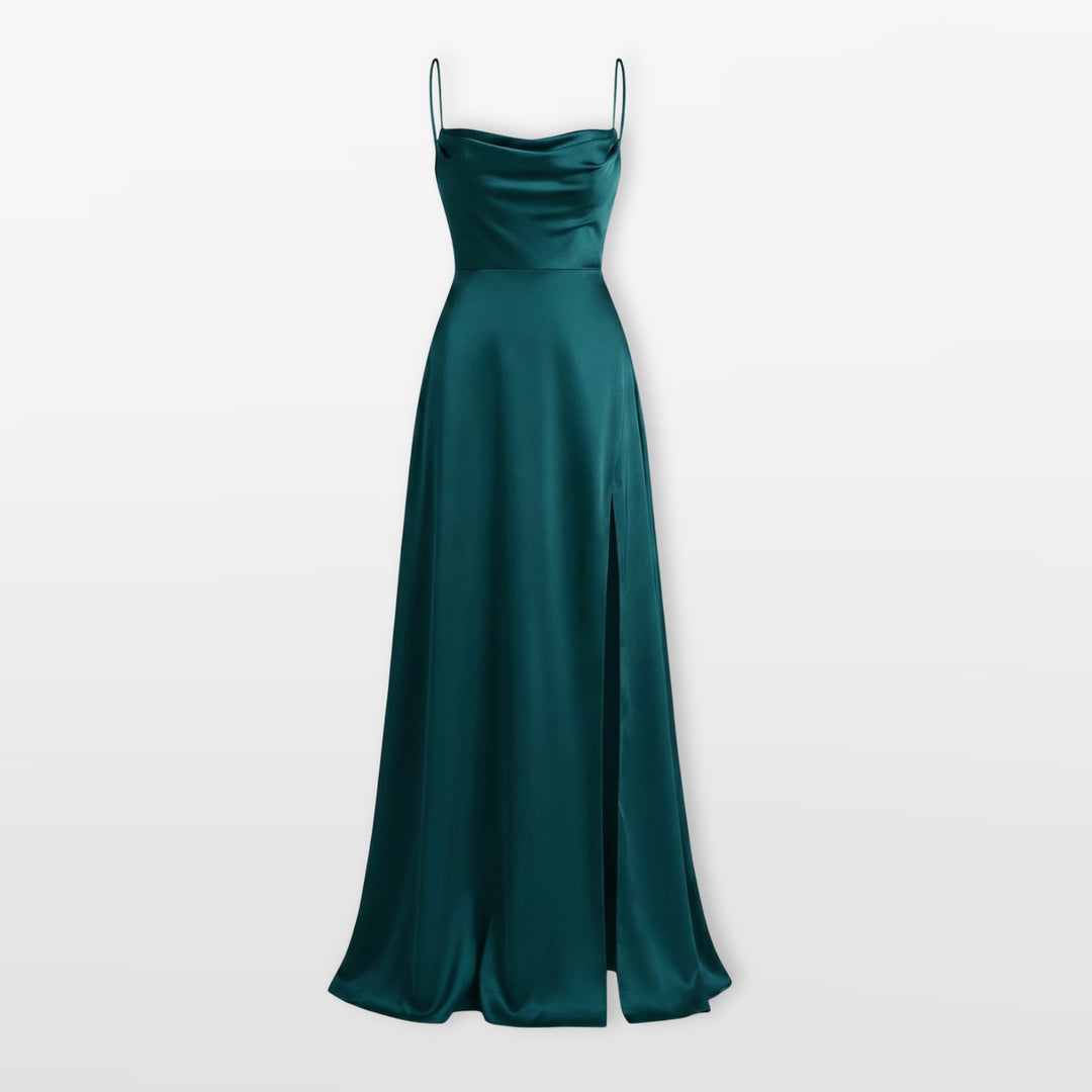 Robe Longue Élégante Fente Satin Femme