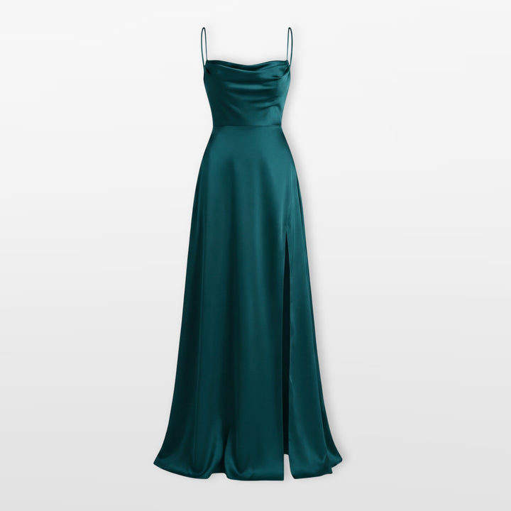 Robe Longue Élégante Fente Satin Femme