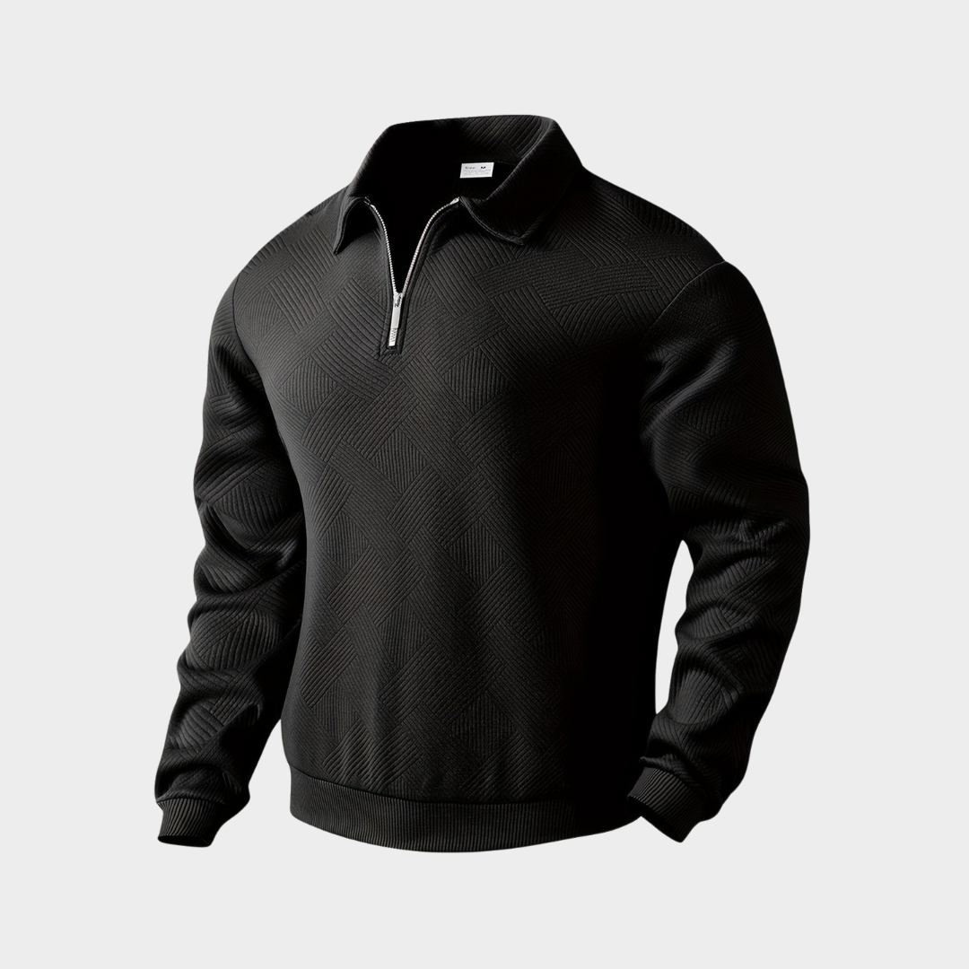 Pull Zippé à Col Polo Homme