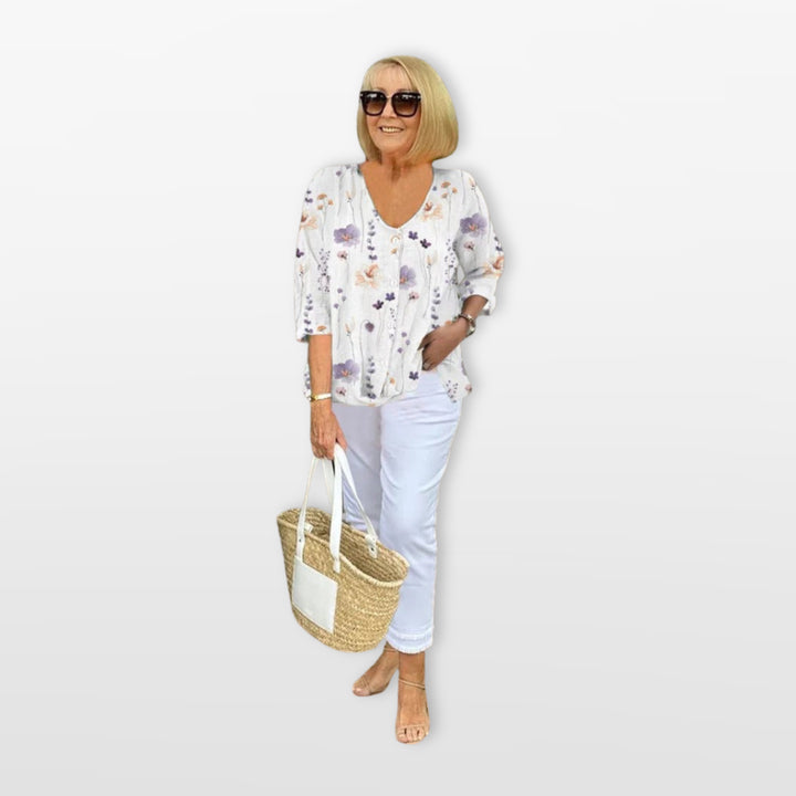 Blouse Fleurie Boutonnée Coupe Ample Femme