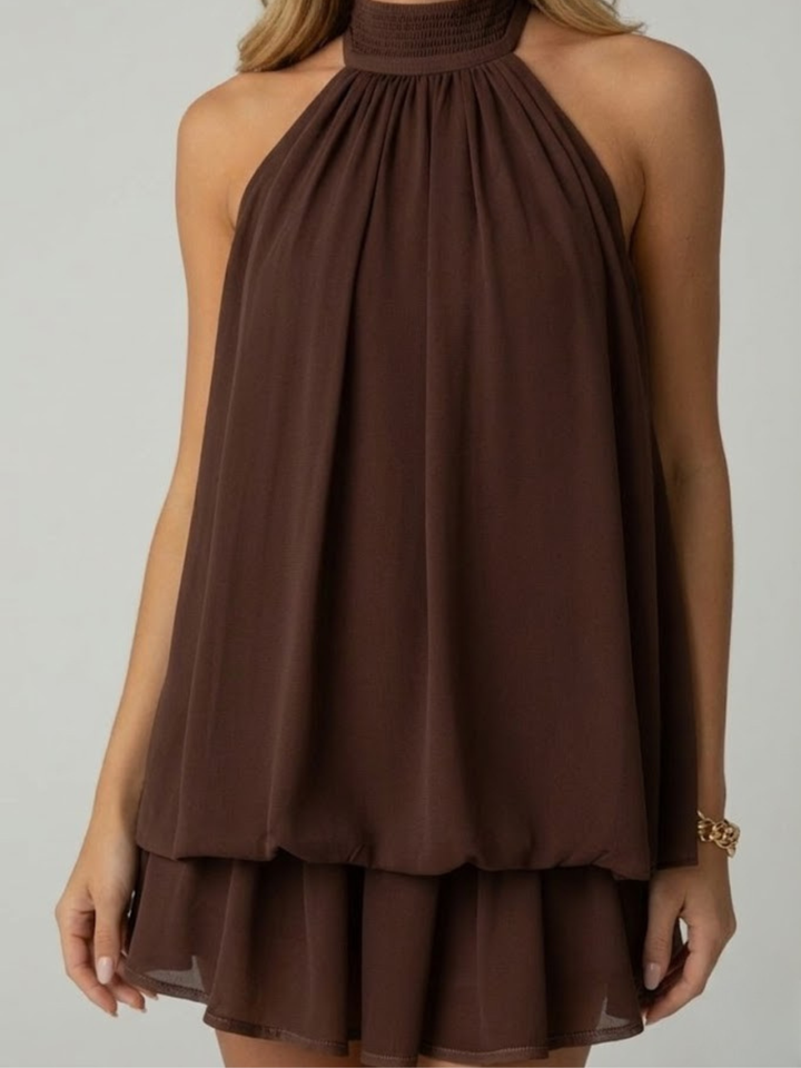 Robe Courte Fluide Col Halter Femme