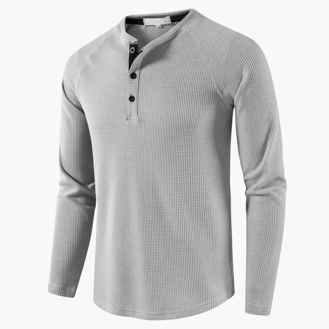 T-shirt Manches Longues Col Tunisien Homme