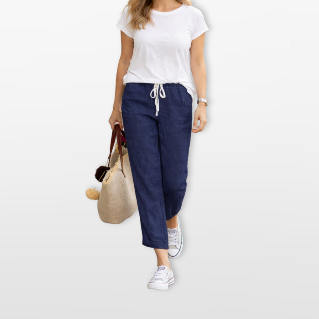 Pantalon Cordon Taille Élastique Ample Femme