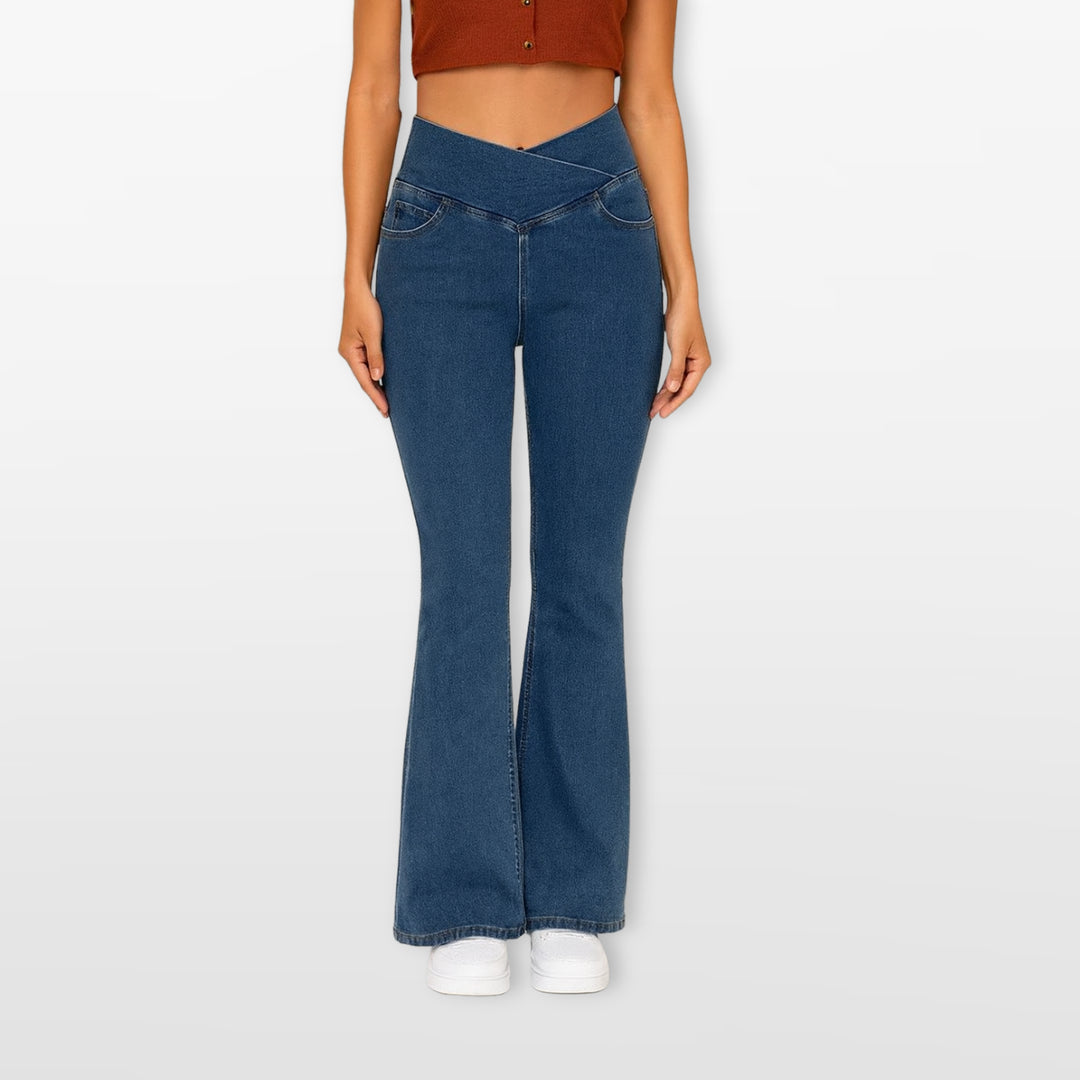 Pantalon Évasé Taille Haute Coupe Bootcut Femme
