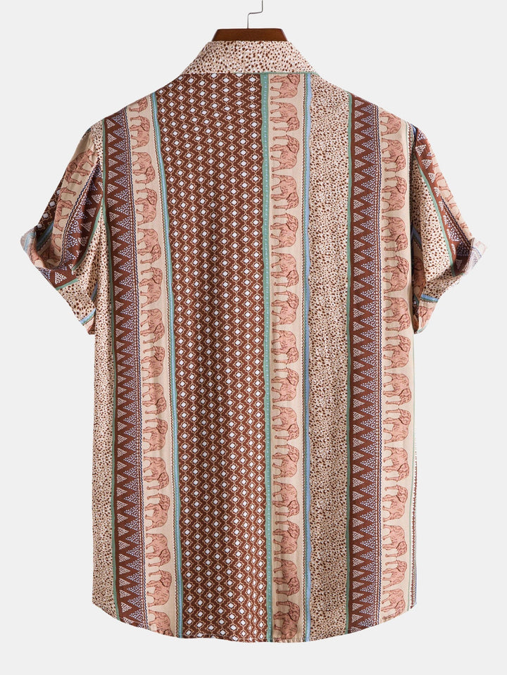 Chemise Imprimé Éléphant Décontractée Homme