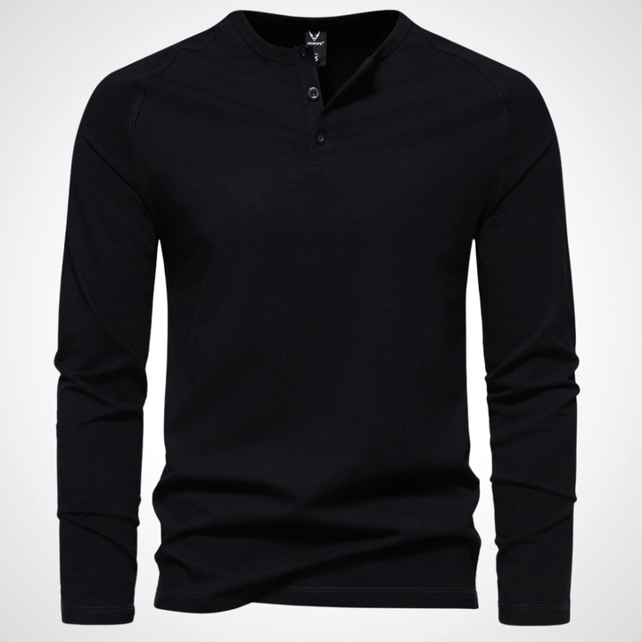 T-shirt à Manches Longues et Col Tunisien Homme