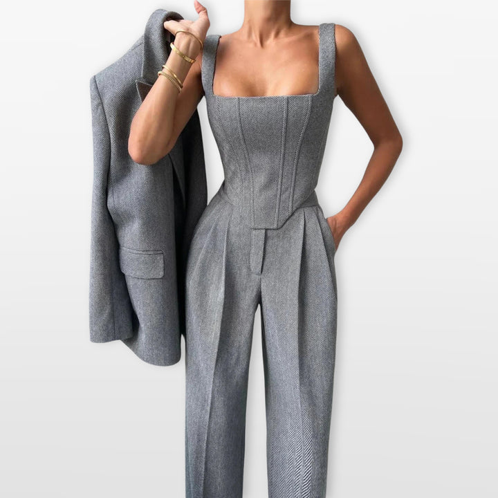 Ensemble Trois Pièces Tailleur Élégant Femme