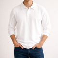 Men's Long-Sleeve Polo Shirt with Buttoned Collar