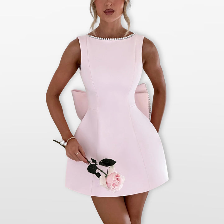 Robe Courte Nœud Dos Élégante Femme