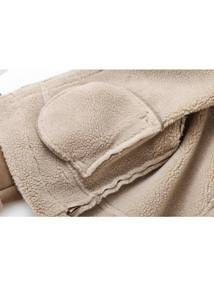 Veste Biker Courte à Revers Texturés Femme