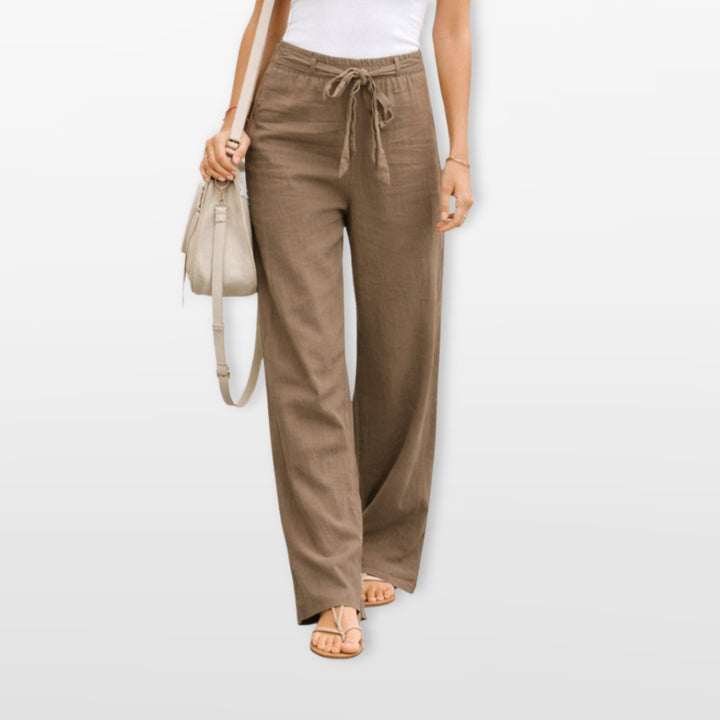 Pantalon Large Taille Élastique Avec Cordon Femme