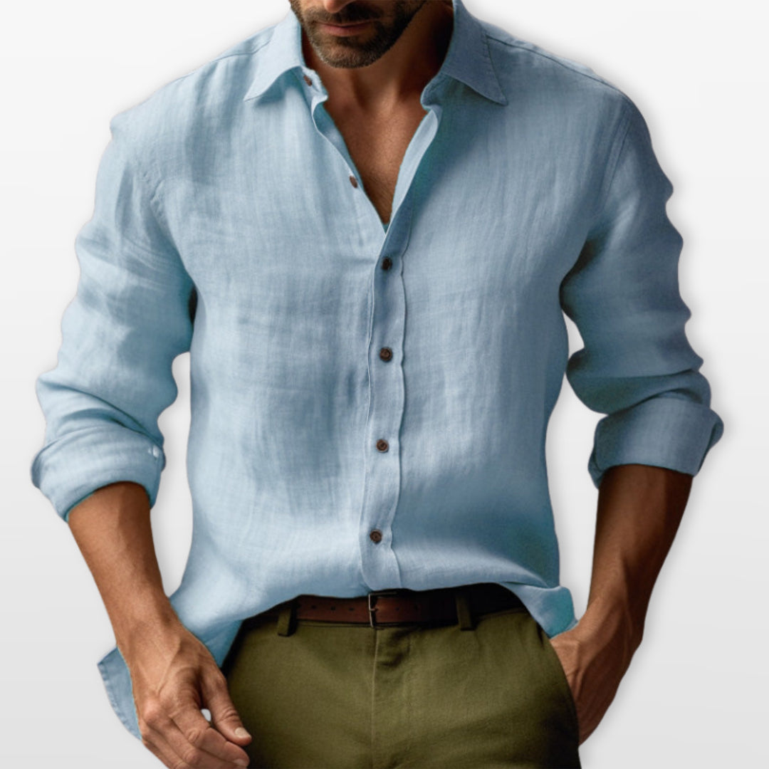 Chemise Lin Boutonnée Casual Homme