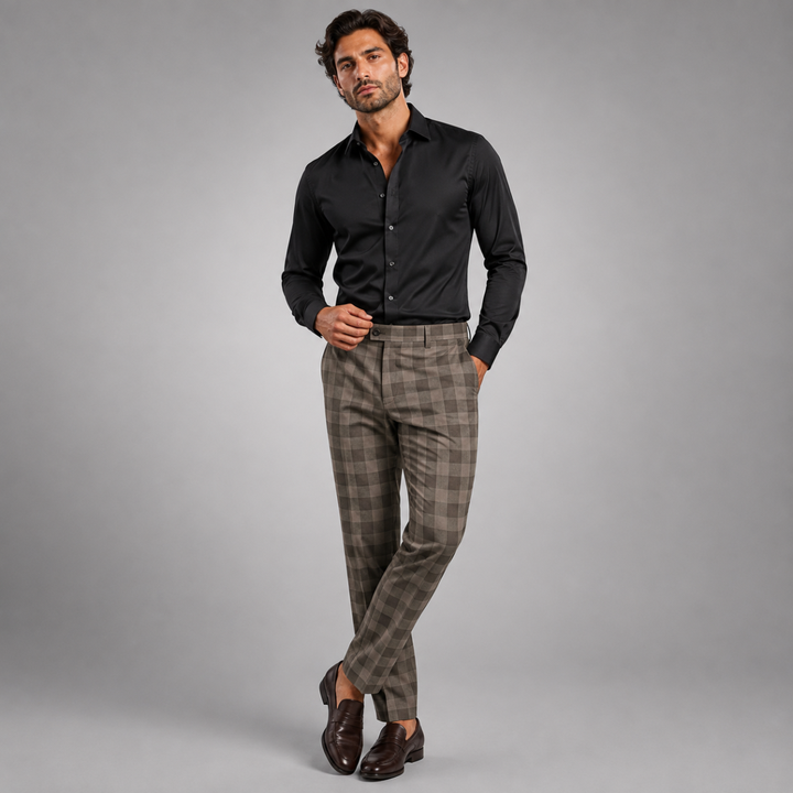 Pantalon Habillé à Carreaux Homme
