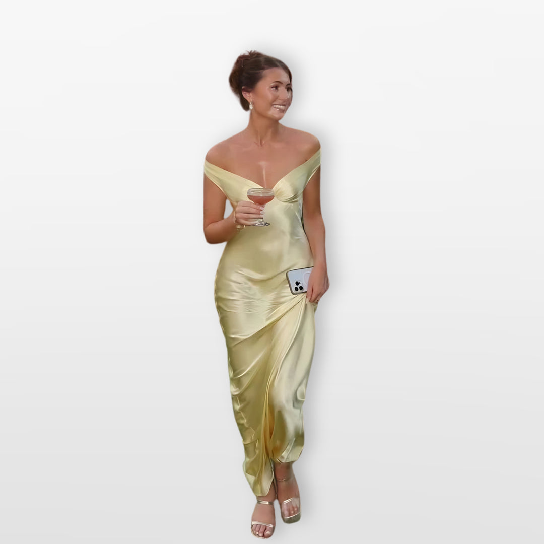 Robe Satinée Longue Chic De Soirée Femme