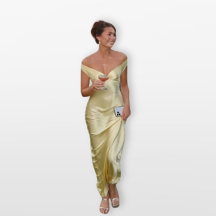 Robe Satinée Longue Chic De Soirée Femme