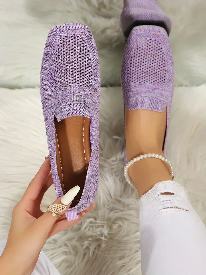 Ballerines En Maille Bout Carré Femme