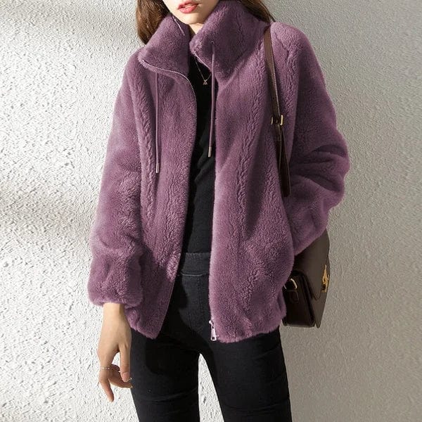 Veste Courte Zippée À Col Montant Femme