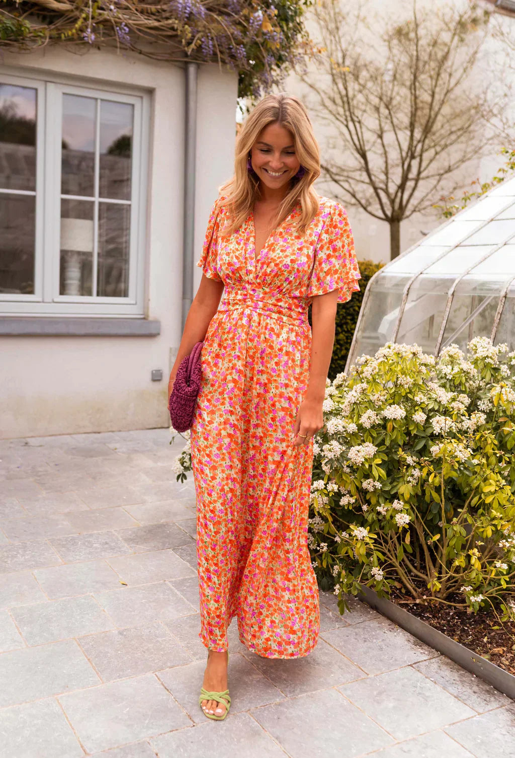 Robe Maxi Fleurie Col V Femme