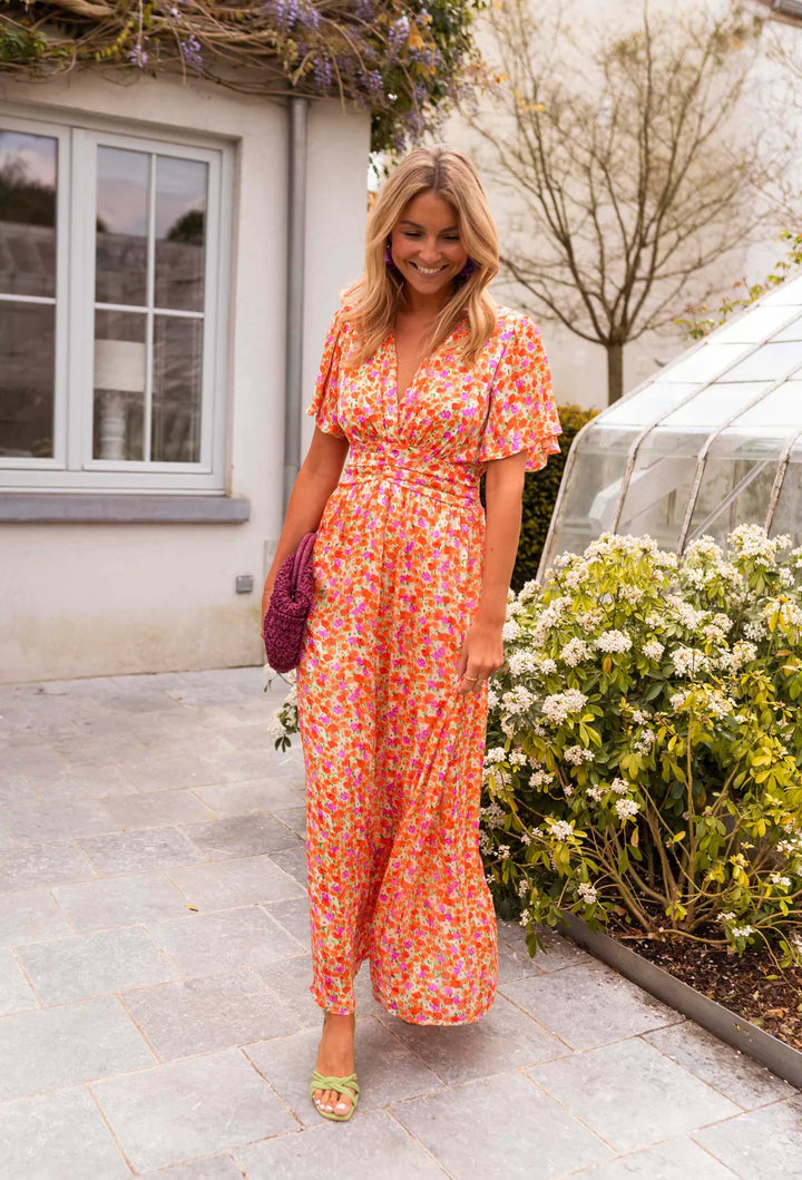 Robe Maxi Fleurie Col V Femme