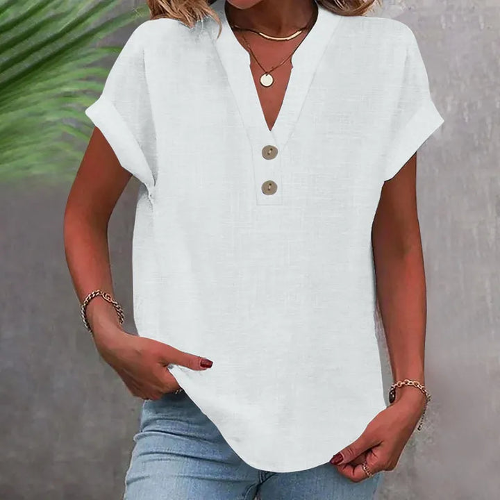 Blouse Col V Décontractée Femme