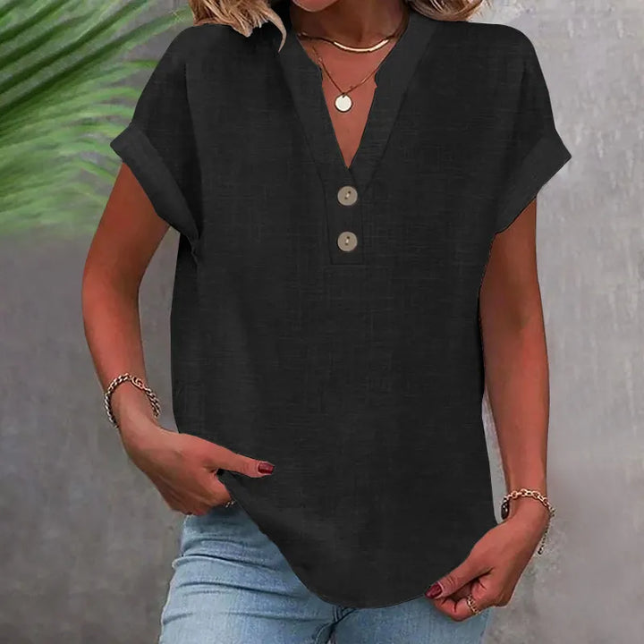 Blouse Col V Décontractée Femme