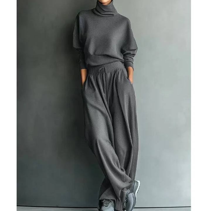 Ensemble 2 Pièces Col Roulé Et Pantalon Large Femme