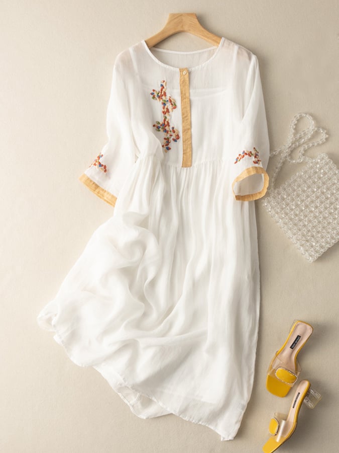 Robe Maxi Bohème Brodée Femme