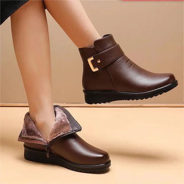 Bottines Fourrées à Bride Femme