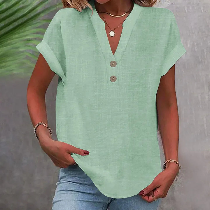 Blouse Col V Décontractée Femme