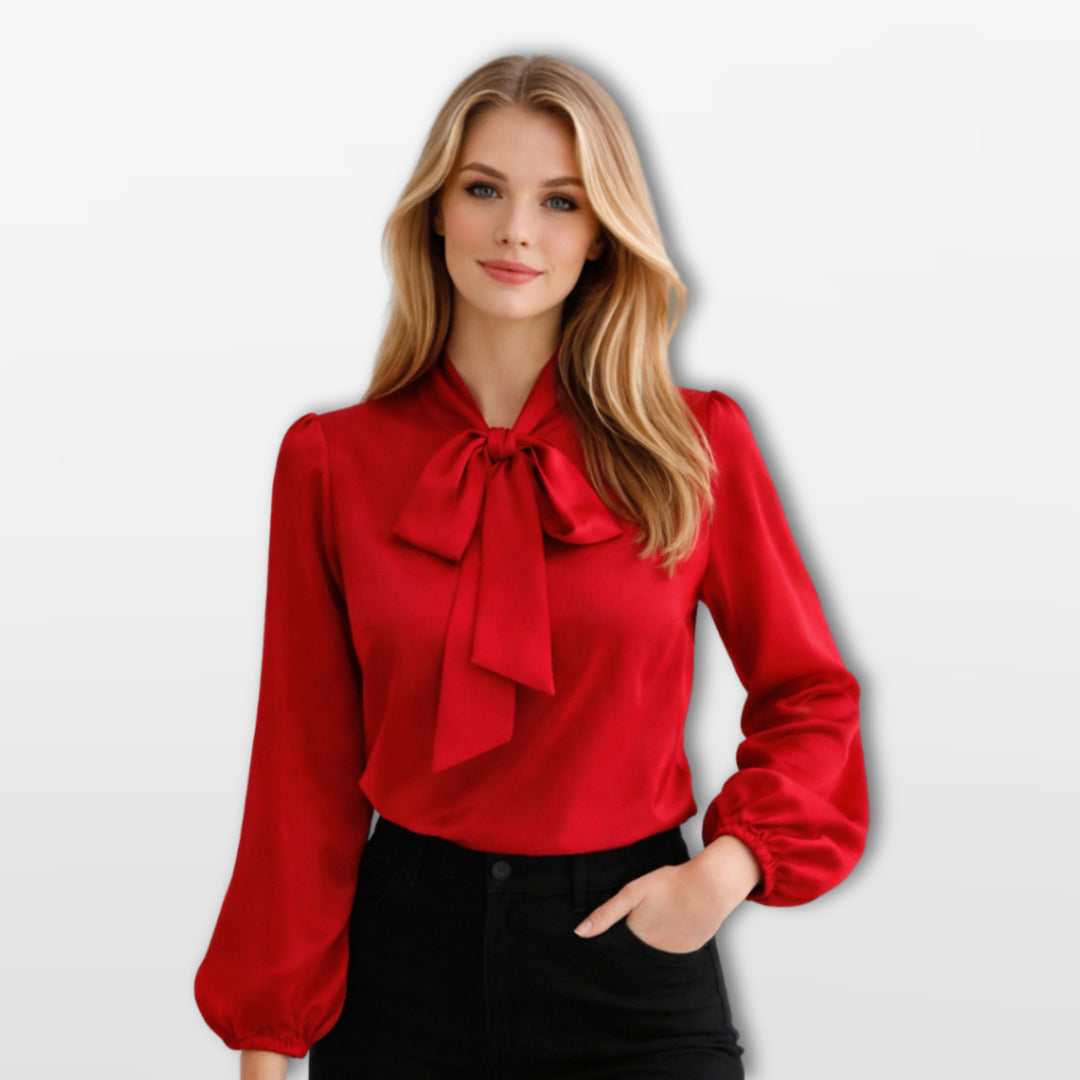 Blouse Col Lavallière Manches Longues Élégante Femme