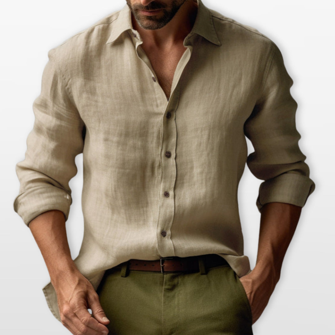 Chemise Lin Boutonnée Casual Homme