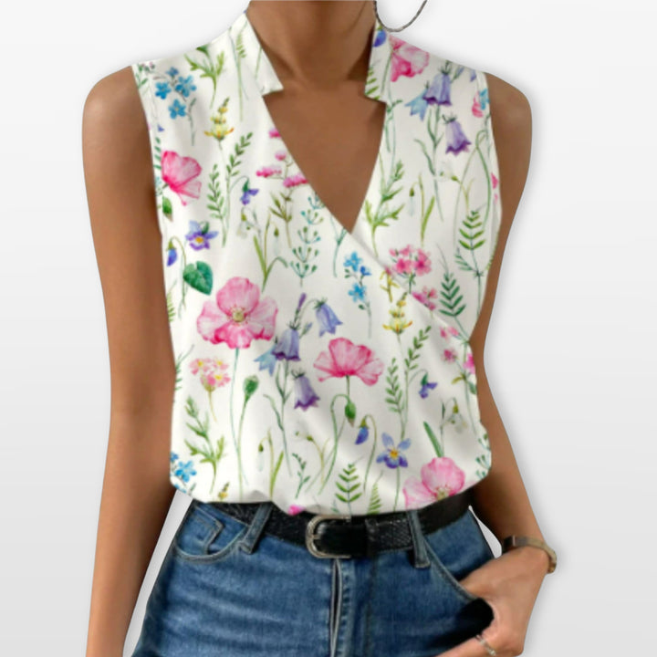 Blouse Sans Manches Col V Cache-Cœur Femme