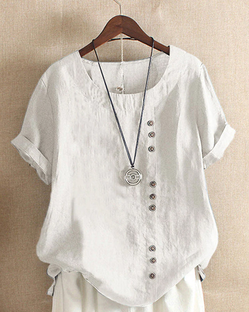 Blouse Décontractée Boutons Femme
