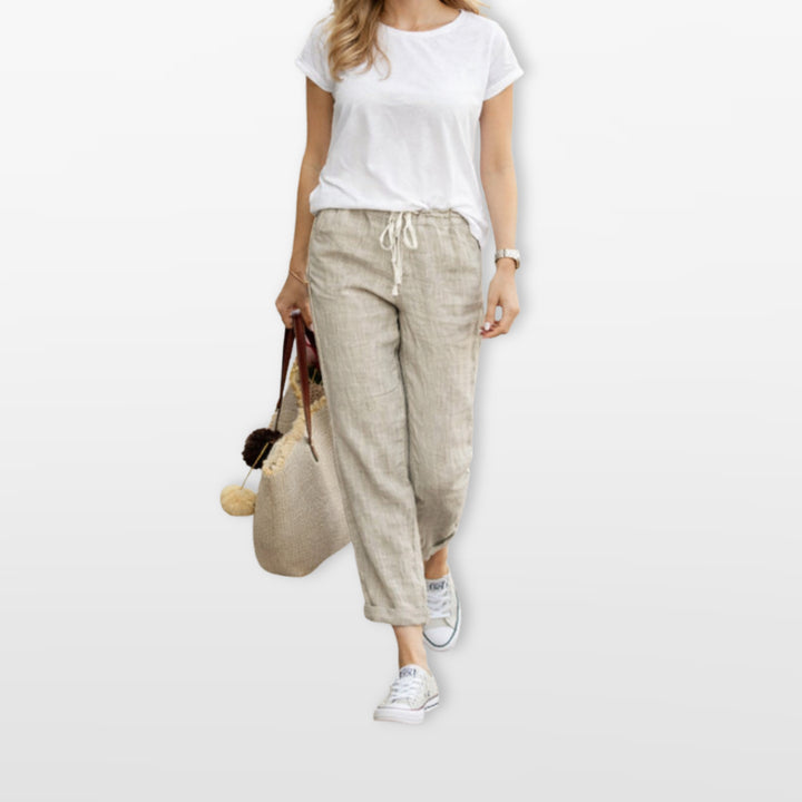 Pantalon Cordon Taille Élastique Ample Femme