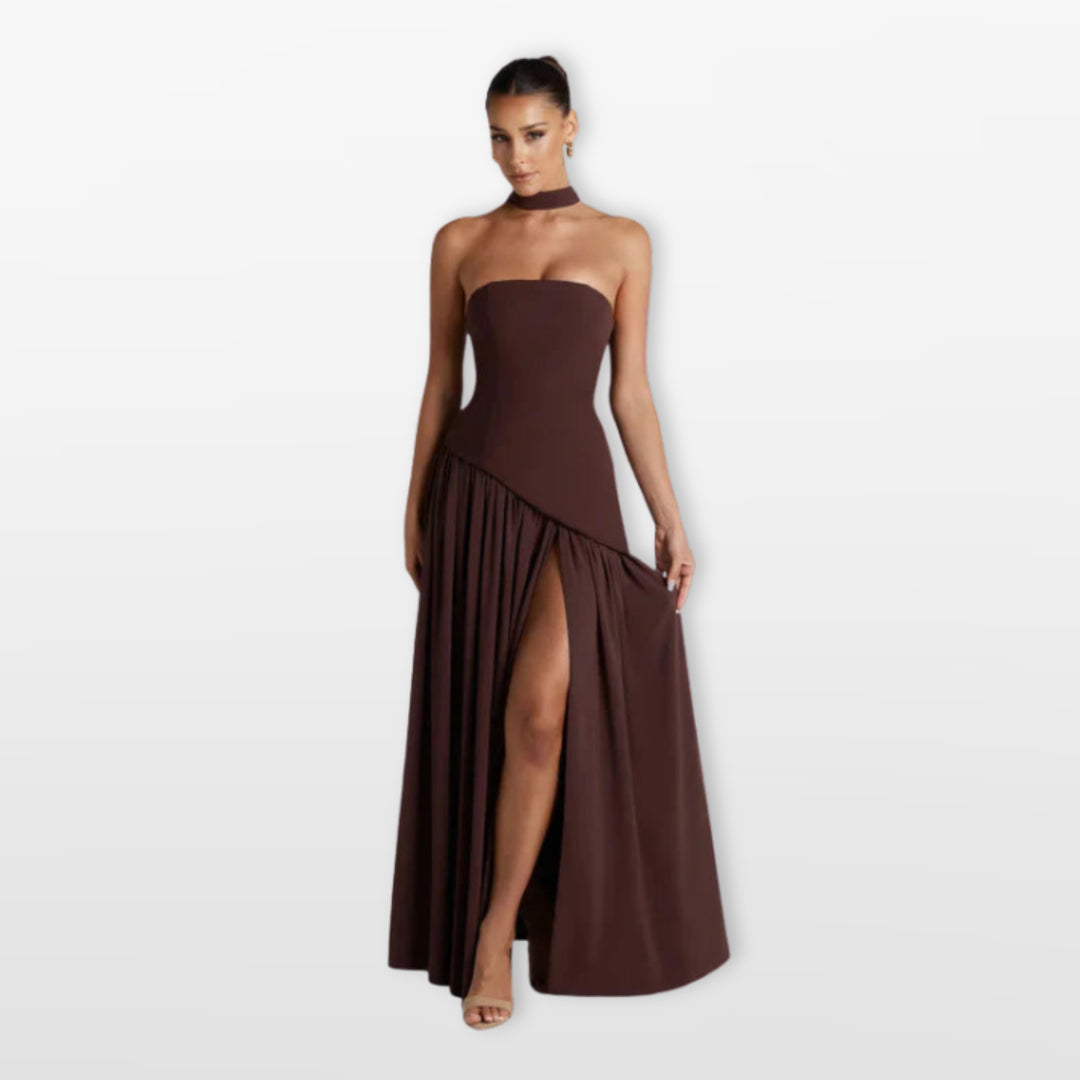 Robe Longue Bustier Élégante Fendue Soirée Femme