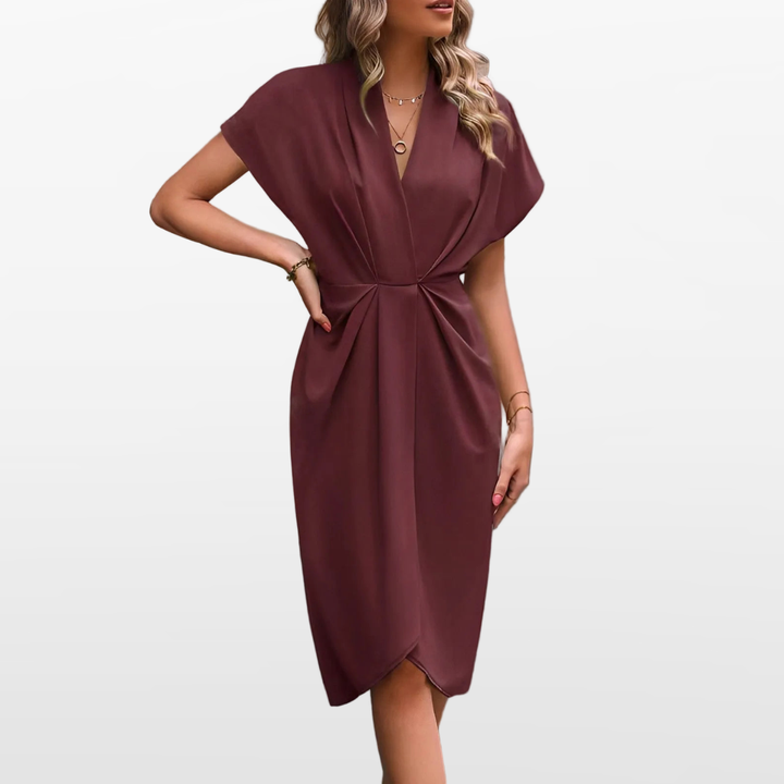 Robe Portefeuille Drapée Élégante Femme