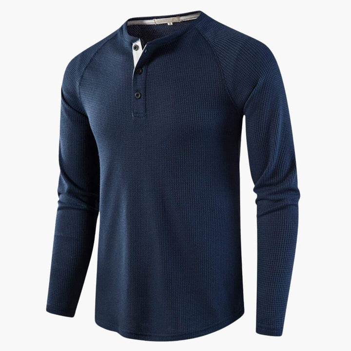 T-shirt Manches Longues Col Tunisien Homme