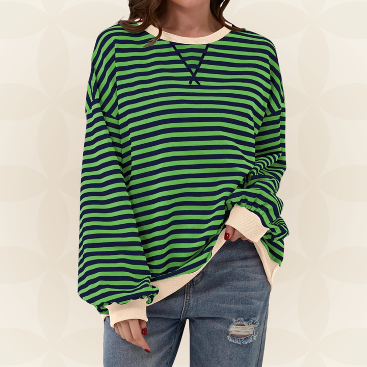 Pull Rayé Oversize à Manches Longues Femme