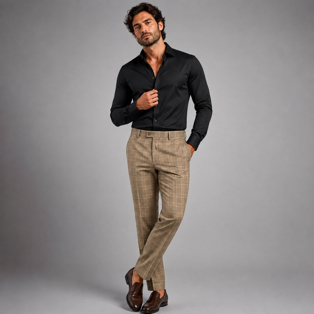 Pantalon Habillé à Carreaux Homme