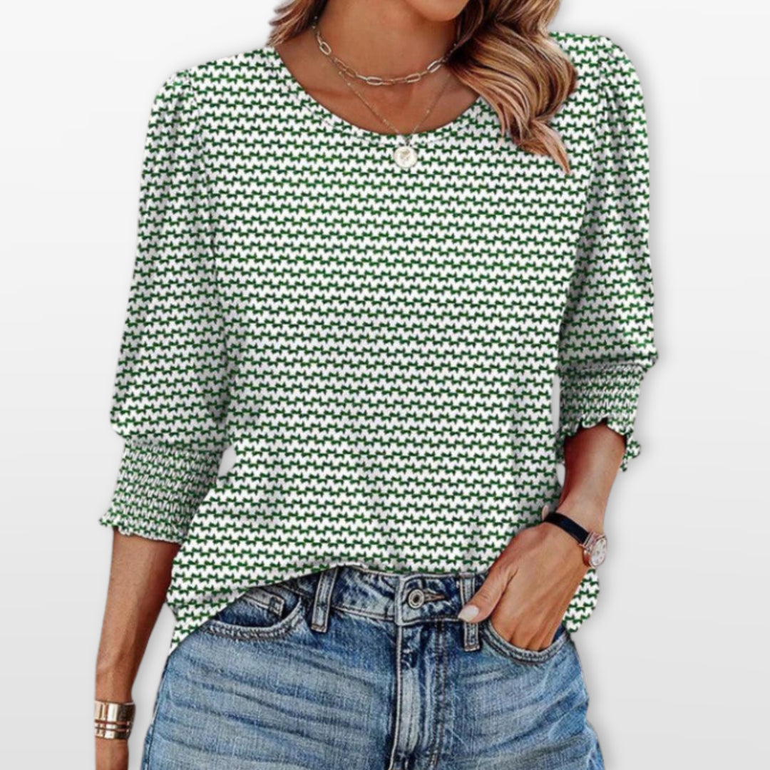 Blouse Manches Longues Bouffantes Poignets Smockés Femme