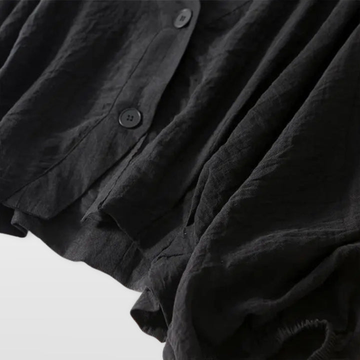 Blouse Ample Boutonnée Col V Femme