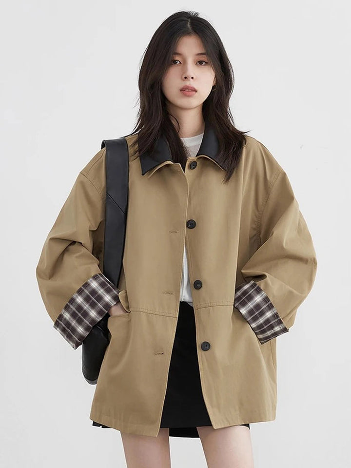 Veste Oversize à Col Contrasté Femme