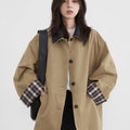 Women's Oversized Contrast-Collar Jacket